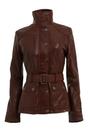 Brown Military Style Leather Biker Jacket, Image 2 of 4