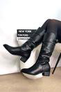 Black 'Caiden' Knee High Boots Low Heel Western Style, Image 7 of 7