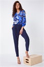 Navy Jersey Stretch Elastic Waist Harem Trousers, Image 1 of 6