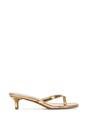 Gold XY LONDON Gold 'Jane' Toe Post Low Kitten Heel Mule Sandal Shoes, Image 1 of 6