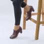 Burgundy AJVANI Burgundy Mid Heel Brogue Button Ankle Boots Shoe Boots, Image 5 of 6