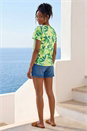 Green Leaf Print Tie Front Top, Image 2 of 4