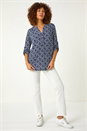 Navy  Textured Abstract Print Shirt, Image 2 of 5