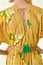 Yellow Citrus Print Boho Maxi Dress , Image 6 of 6