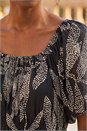 Black Dotted Leaf Print Midi Dress, Image 4 of 4