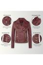 Burgundy Leather Brando Biker Jacket-Loddon, Image 3 of 6