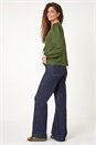 KHAKI Tie Front Woven Top, Image 3 of 5