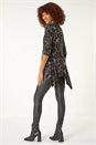 Tan Floral Textured Asymmetric Tunic Top, Image 3 of 5