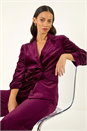 Burgundy Dusk Double Breasted Velvet Blazer, Image 1 of 5