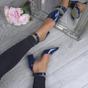 Navy Blue AJVANI Navy Blue Mid Block Heel Ankle Strap 2 Part Heels, Image 5 of 6