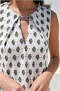 White Petite Border Print Dress, Image 4 of 4