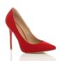 Red AJVANI Red High Stiletto Heel Pointed Toe Court Shoes, Image 1 of 6