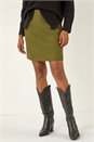 Olive Boucle Textured A-Line Skirt, Image 5 of 6