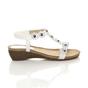 White AJVANI White Low Wedge Heel Strappy T-Bar Flower Slingback Sandals, Image 2 of 6