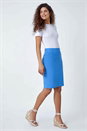 Light Denim Pull On Stretch Elastic Waist Pencil Skirt, Image 2 of 5