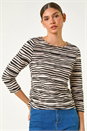 Black Stretch Textured Stripe Top, Image 1 of 4