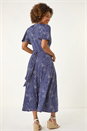 Navy  Polka Dot Wrap Midi Dress, Image 3 of 5