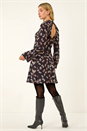Black Dusk Leaf Godet Hem Dress, Image 4 of 4