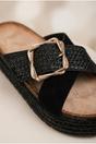 Black Lucia Womens Woven Buckle Platform Sandals, Image 3 of 5