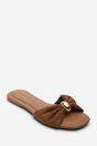 Brown Arc Ruched Buckle Slide On Sandal, Image 3 of 6