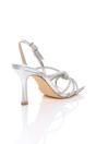 Silver AJVANI Silver High Heel Diamante Slingback Knotted Sandals, Image 4 of 4