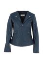 Navy 'MB' Real Leather Fashion Biker Jacket, Image 2 of 5