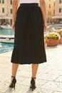 Black Pleated Crinkle Midi Skirt, Image 2 of 4