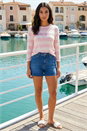 Pink Embellished Stripe Stretch Top, Image 2 of 4