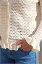 Ivory  Petite Textured Frill Hem Knit Cardigan , Image 4 of 4