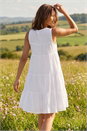 White Cotton Trim Detail Smock Dress, Image 2 of 4