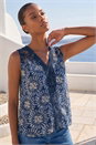 Navy  Tie Dye Lace Detail Vest, Image 2 of 4
