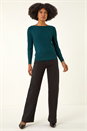 Emerald Ribbed Textured Jumper , Image 2 of 5