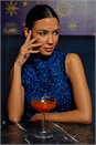 Royal Blue High Neck Fluffy Tinsel Knit Top, Image 6 of 6