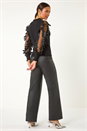 Black Sheer Feather Sleeved Jumper, Image 3 of 5