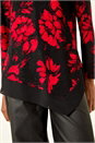Red Floral Jacquard Chiffon Hem Top, Image 5 of 5