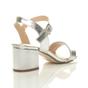 Silver AJVANI Silver Mid Block Heel Strappy Sandals, Image 4 of 6