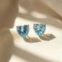 Blue Aquamarine Heart Sterling Silver Stud Gemstone Earrings, Image 1 of 1