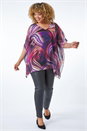 Purple Curve Swirl Print Chiffon Top , Image 1 of 5