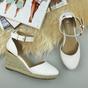 White AJVANI White Mid Wedge Heel Ankle Strap Espadrille Sandals, Image 4 of 6