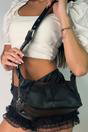 Black Shoulder Bag With Buckle Strap And Zips, Image 3 of 4