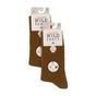 Brown 6 Pack Embroidered Crew Socks, Image 3 of 3