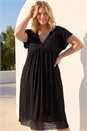 Black Curve Lace V-Neck Midi Dress, Image 1 of 4