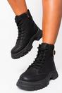 Black iKrush Black Clarissa Chunky Lace Up Platform Ankle Boots, Image 2 of 5