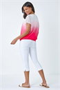 Coral Ombre Chiffon Overlay Blouson Top, Image 3 of 5