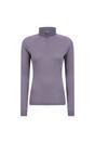 Purple Merino Wool Zip Neck Thermal Top, Image 1 of 4