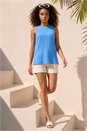 Blue Dusk Textured Longline Stretch Top, Image 2 of 5