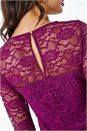 Wine Stretch Lace Overlay Midi Dress, Image 5 of 5