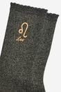 Black Embroiderd Leo Zodiac Glitter Socks, Image 3 of 3