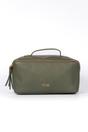 Khaki Faux Leather Vanity Case Makeup Bag, Image 1 of 2