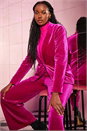 PINK Velvet Diamante Button Stretch Blazer, Image 1 of 6